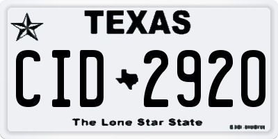 TX license plate CID2920