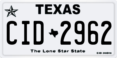 TX license plate CID2962
