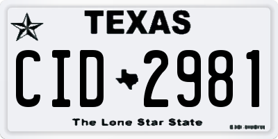 TX license plate CID2981