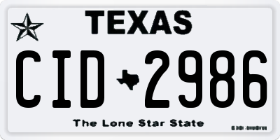 TX license plate CID2986