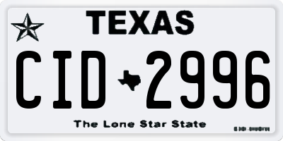 TX license plate CID2996