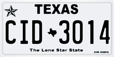 TX license plate CID3014