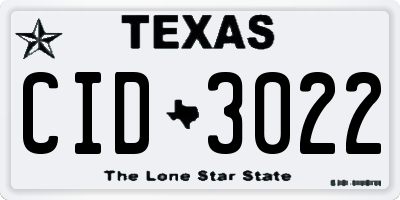 TX license plate CID3022