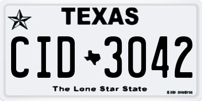 TX license plate CID3042