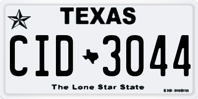 TX license plate CID3044