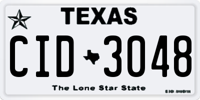 TX license plate CID3048