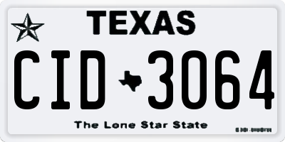 TX license plate CID3064
