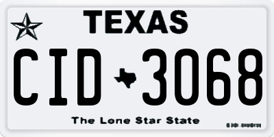 TX license plate CID3068