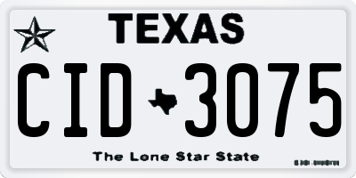 TX license plate CID3075