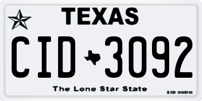 TX license plate CID3092