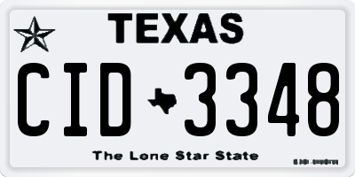 TX license plate CID3348