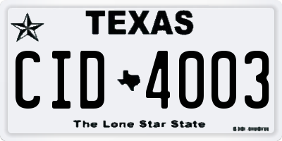 TX license plate CID4003