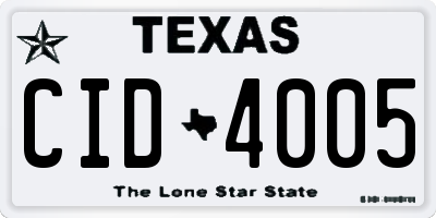 TX license plate CID4005