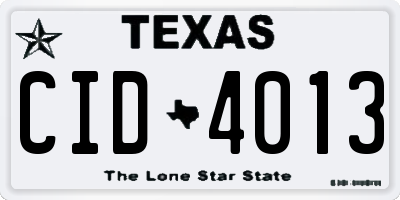 TX license plate CID4013