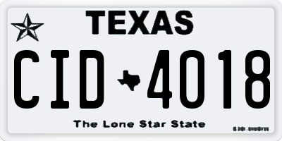 TX license plate CID4018