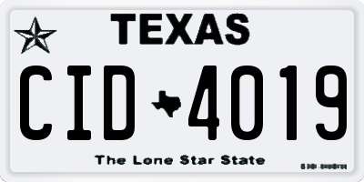TX license plate CID4019