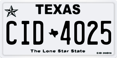 TX license plate CID4025