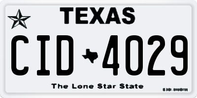 TX license plate CID4029