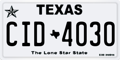 TX license plate CID4030