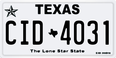 TX license plate CID4031