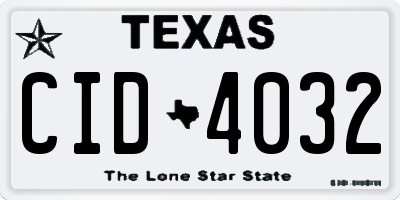 TX license plate CID4032