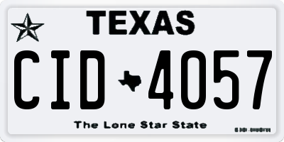 TX license plate CID4057