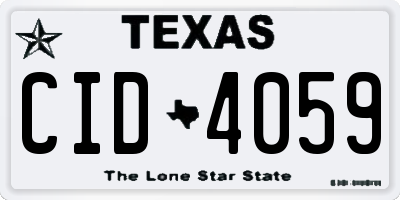 TX license plate CID4059