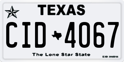 TX license plate CID4067