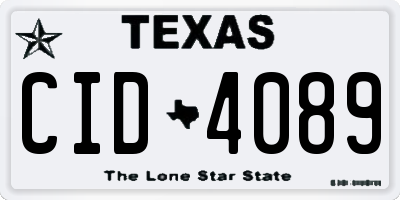 TX license plate CID4089