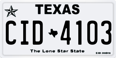 TX license plate CID4103