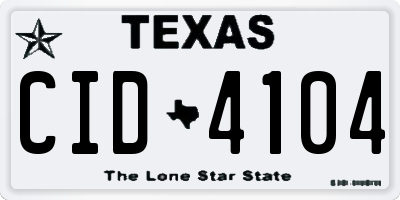 TX license plate CID4104