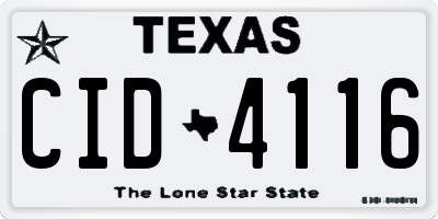 TX license plate CID4116
