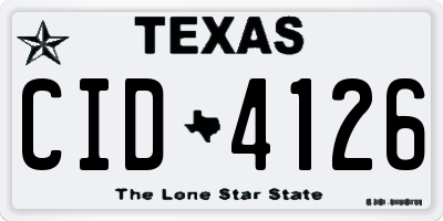TX license plate CID4126