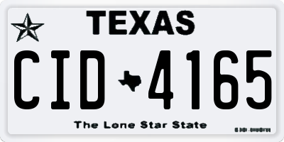 TX license plate CID4165