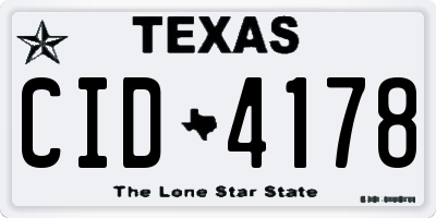 TX license plate CID4178