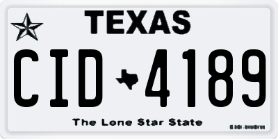 TX license plate CID4189