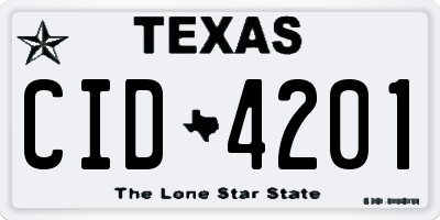 TX license plate CID4201