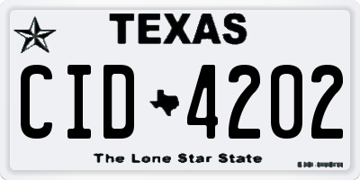 TX license plate CID4202