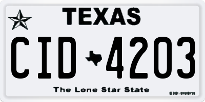 TX license plate CID4203