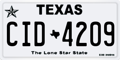 TX license plate CID4209