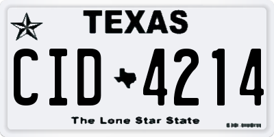 TX license plate CID4214