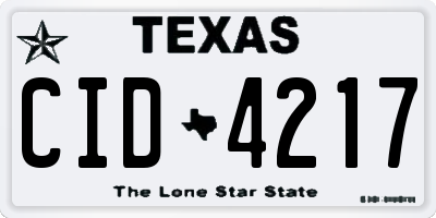 TX license plate CID4217