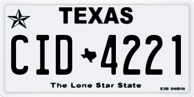 TX license plate CID4221