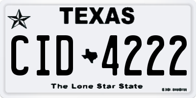 TX license plate CID4222