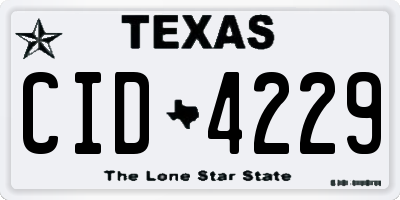 TX license plate CID4229
