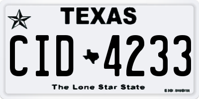 TX license plate CID4233