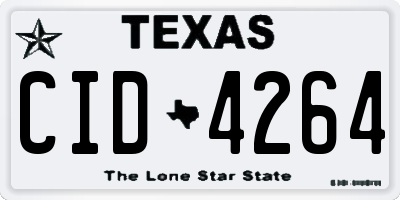 TX license plate CID4264