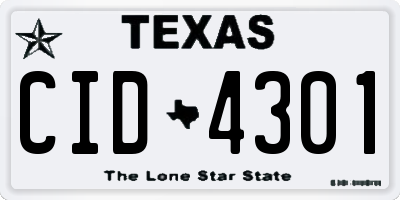 TX license plate CID4301