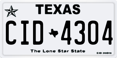 TX license plate CID4304
