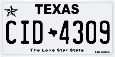 TX license plate CID4309